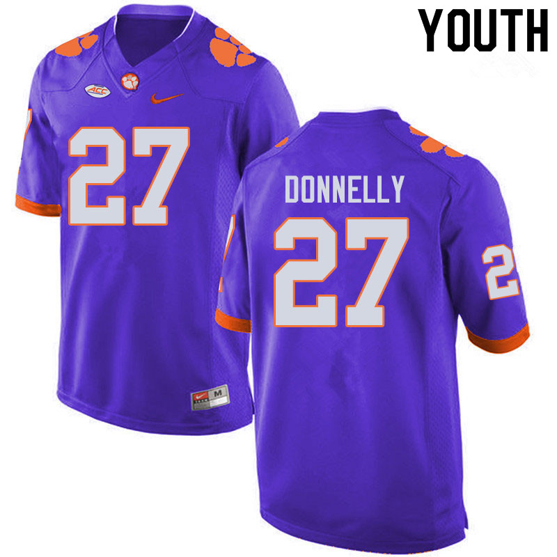 Youth #27 Carson Donnelly Clemson Tigers College Football Jerseys Sale-Purple - Click Image to Close